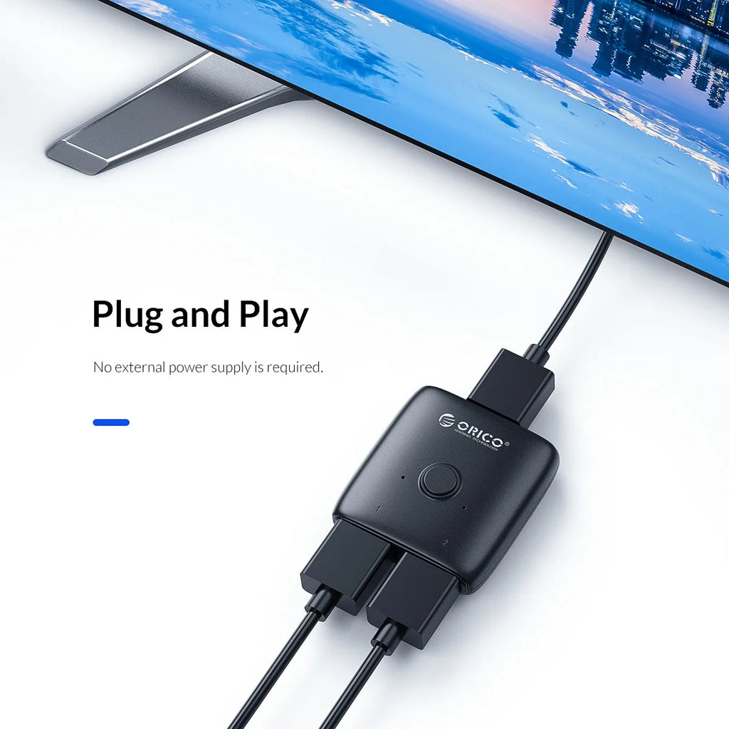 ORICO HDMI Switcher 4K Bi-Direction 2.0 HDMI Switch 1x2/2x1 Adapter 2 in 1 Out Converter for PS4/5 Xiaomi TV Box HDMI Splitter