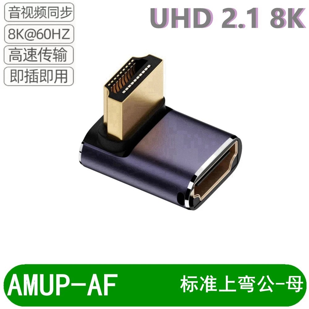 8K HD-Compatible Extender Adapter 90° Plug to Female Converter 4K 120Hz UHD 2.1 Elbow for HDTV PS4 PS5 Laptop