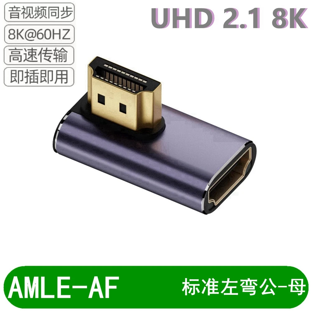 8K HD-Compatible Extender Adapter 90° Plug to Female Converter 4K 120Hz UHD 2.1 Elbow for HDTV PS4 PS5 Laptop
