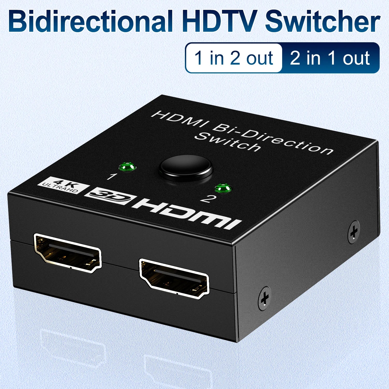 ZOERAX 2 in 1 Out  4K HDMI Switch or 1to2 HDMI Splitter 2.0 Bi-directional Splitter/Switcher Manual Select for PS4