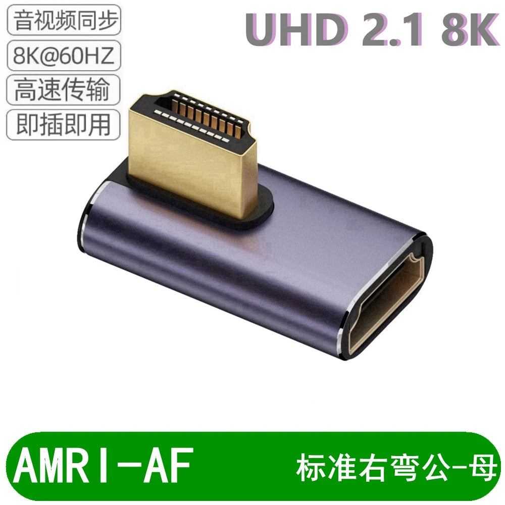 8K HD-Compatible Extender Adapter 90° Plug to Female Converter 4K 120Hz UHD 2.1 Elbow for HDTV PS4 PS5 Laptop