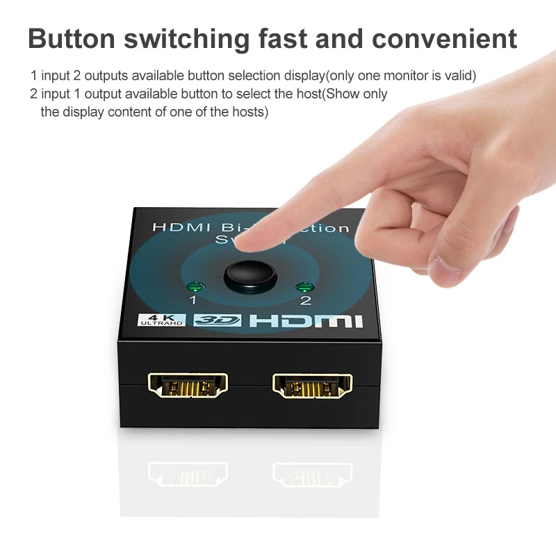 ZOERAX 2 in 1 Out  4K HDMI Switch or 1to2 HDMI Splitter 2.0 Bi-directional Splitter/Switcher Manual Select for PS4
