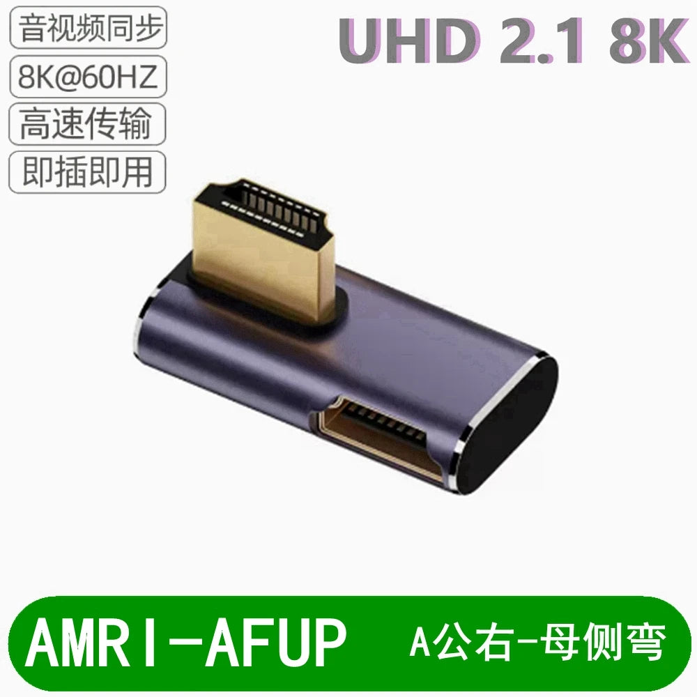 8K HD-Compatible Extender Adapter 90° Plug to Female Converter 4K 120Hz UHD 2.1 Elbow for HDTV PS4 PS5 Laptop