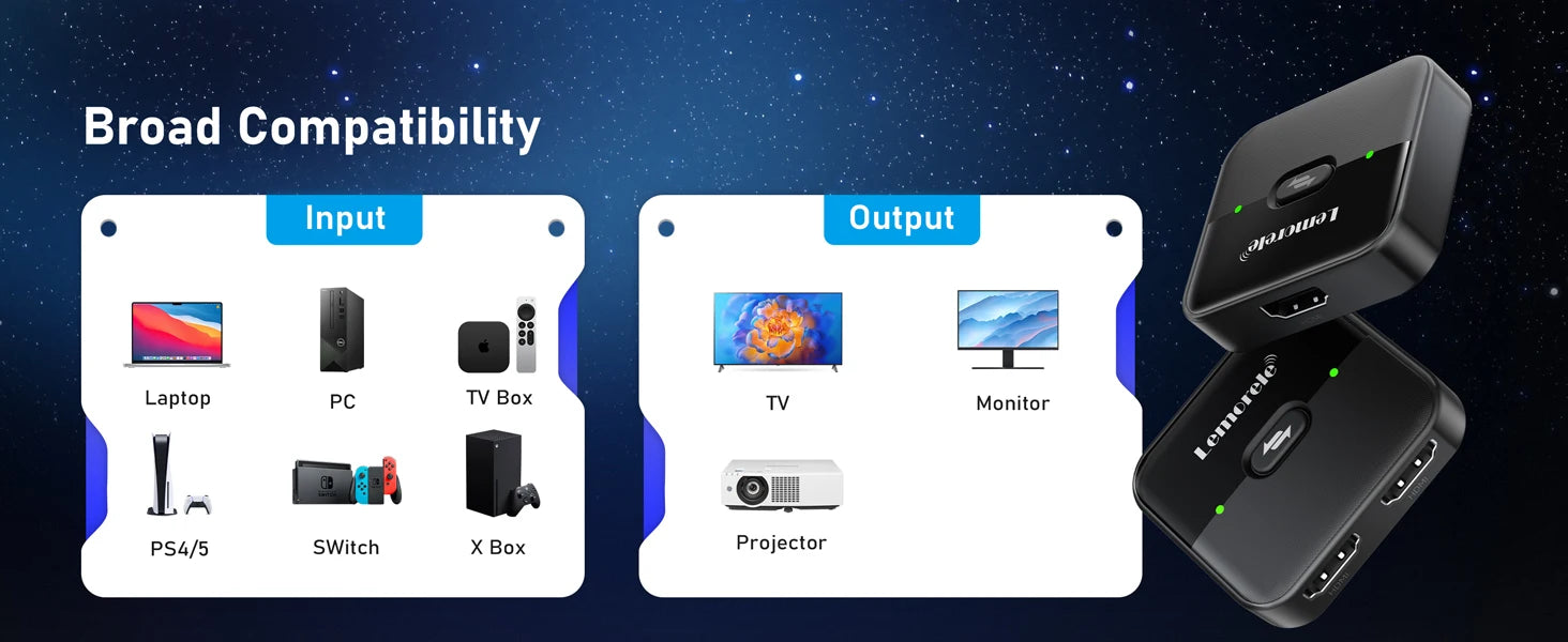 Lemorele 4K HDMI Splitter Switch 2 in 1 Out 60Hz HDMI-compatible 2.0 Hub Switcher for PC Laptop HDTV Xbox PS4 PS5 TV Macbook
