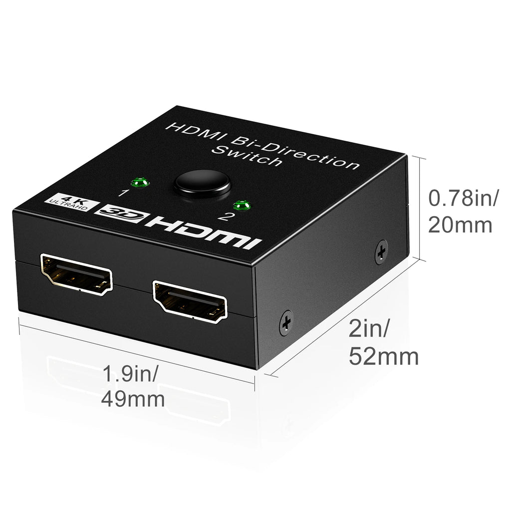 ZOERAX 2 in 1 Out  4K HDMI Switch or 1to2 HDMI Splitter 2.0 Bi-directional Splitter/Switcher Manual Select for PS4