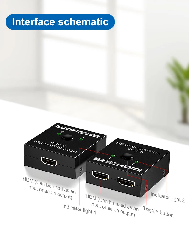 ZOERAX 2 in 1 Out  4K HDMI Switch or 1to2 HDMI Splitter 2.0 Bi-directional Splitter/Switcher Manual Select for PS4
