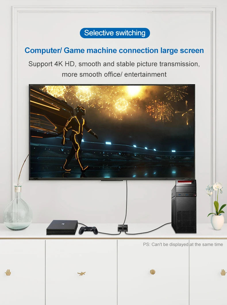 ZOERAX 2 in 1 Out  4K HDMI Switch or 1to2 HDMI Splitter 2.0 Bi-directional Splitter/Switcher Manual Select for PS4