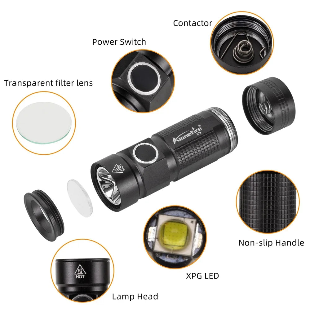 X29 LED Portable Mini Led Flashlight 12 hr Long endurance Fishing hiking child lady Backpack Hat Pocket Torch CR123A battery
