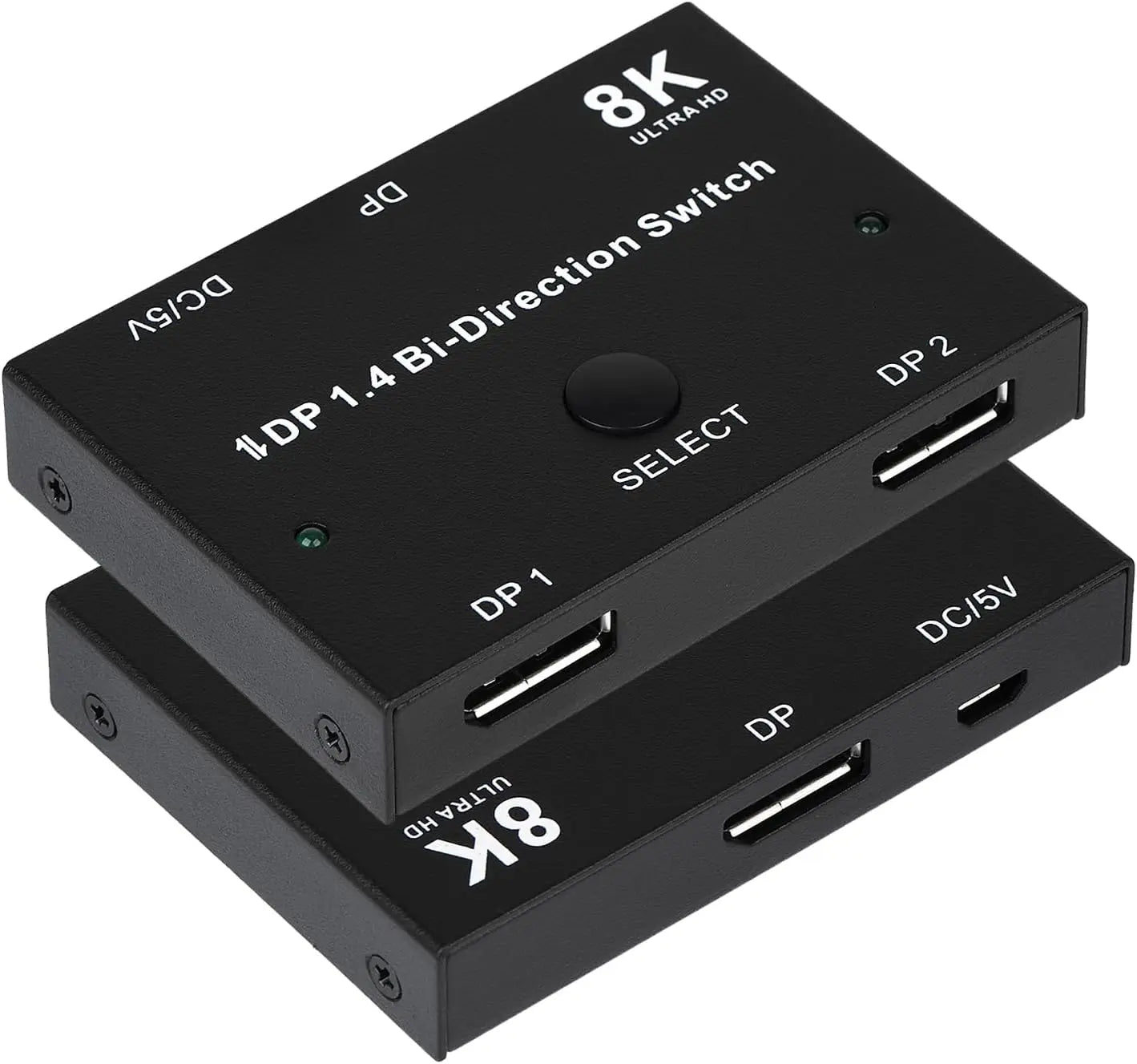 DisplayPort Switch 8K Splitter Bidirectional DP 1.4 Switch 2 in 1 Out/1 in 2 Out 8K@30Hz/4K@120Hz for PC Host Monitor Laptop etc