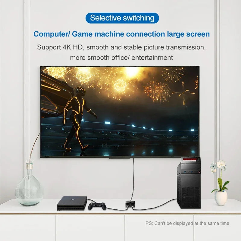 ZOERAX 2 in 1 Out  4K HDMI Switch or 1to2 HDMI Splitter 2.0 Bi-directional Splitter/Switcher Manual Select for PS4
