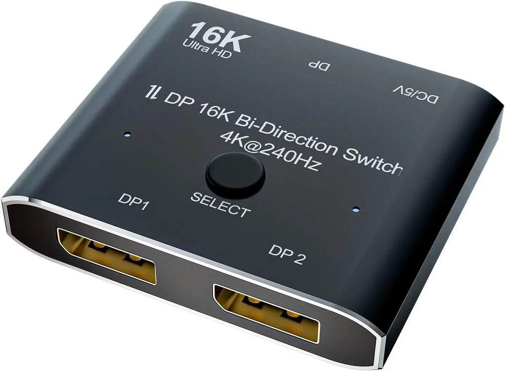 Displayport Splitter 16K DP Displayport Switch, Bi-Direction 2 in 1 Out Displayport Splitter Bi Directional 8K@120Hz 4K@240Hz