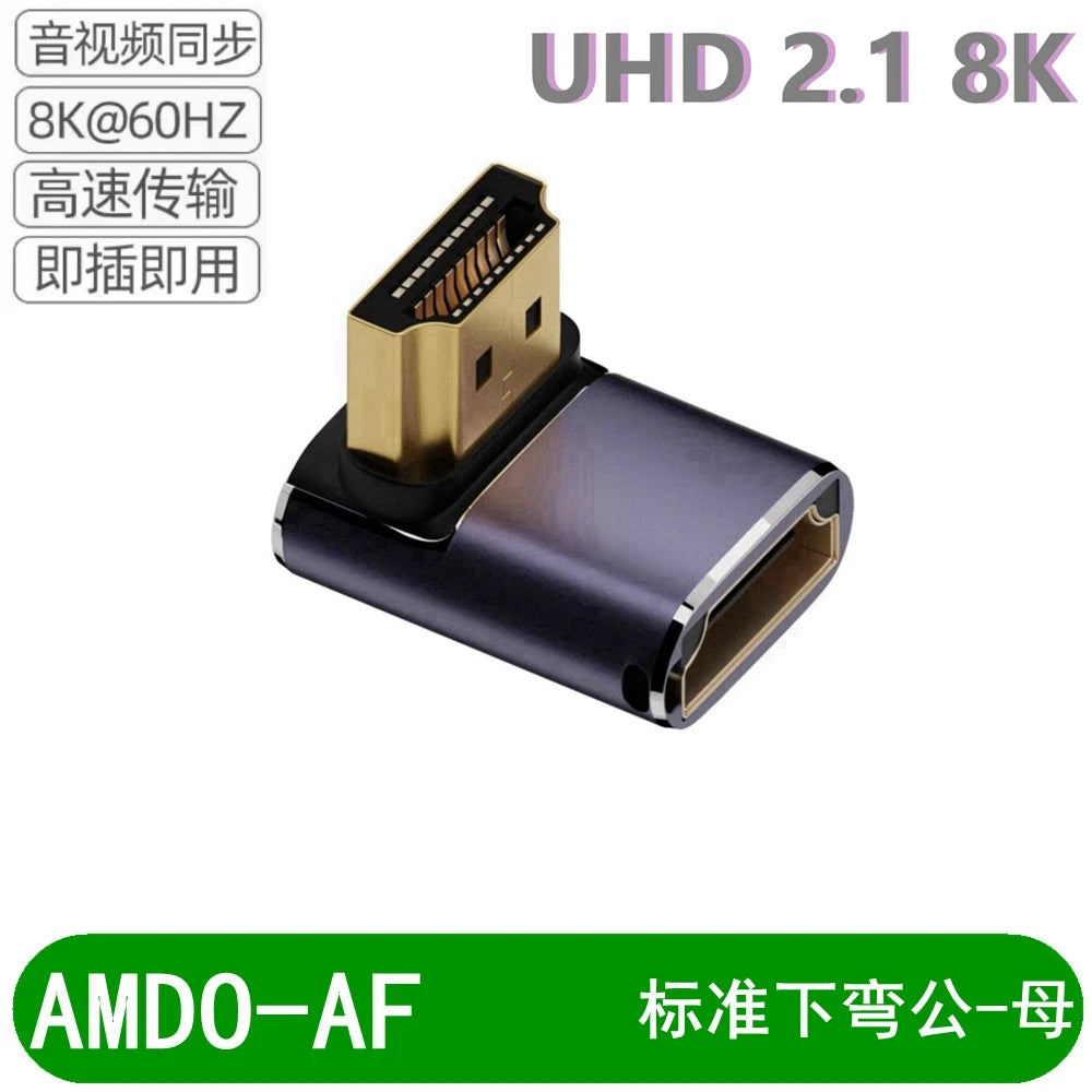 8K HD-Compatible Extender Adapter 90° Plug to Female Converter 4K 120Hz UHD 2.1 Elbow for HDTV PS4 PS5 Laptop