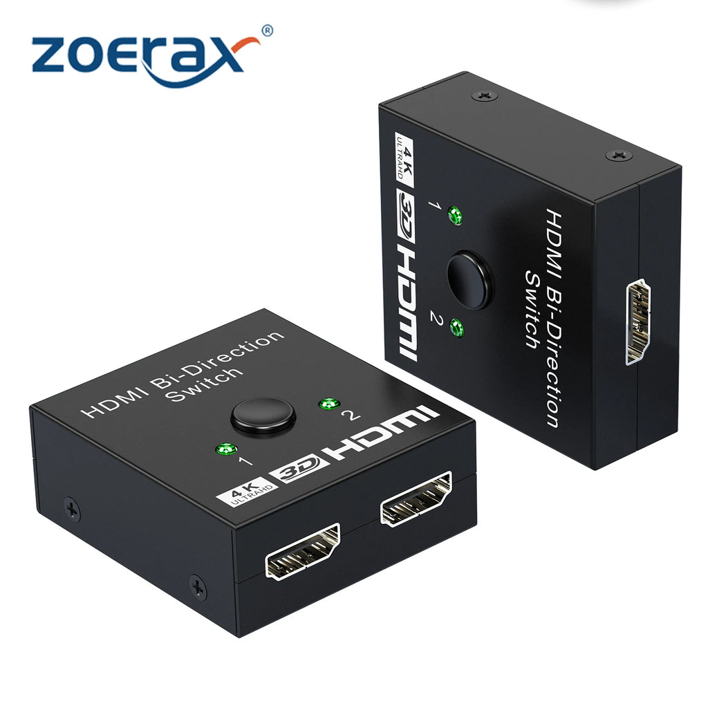 ZOERAX 2 in 1 Out  4K HDMI Switch or 1to2 HDMI Splitter 2.0 Bi-directional Splitter/Switcher Manual Select for PS4