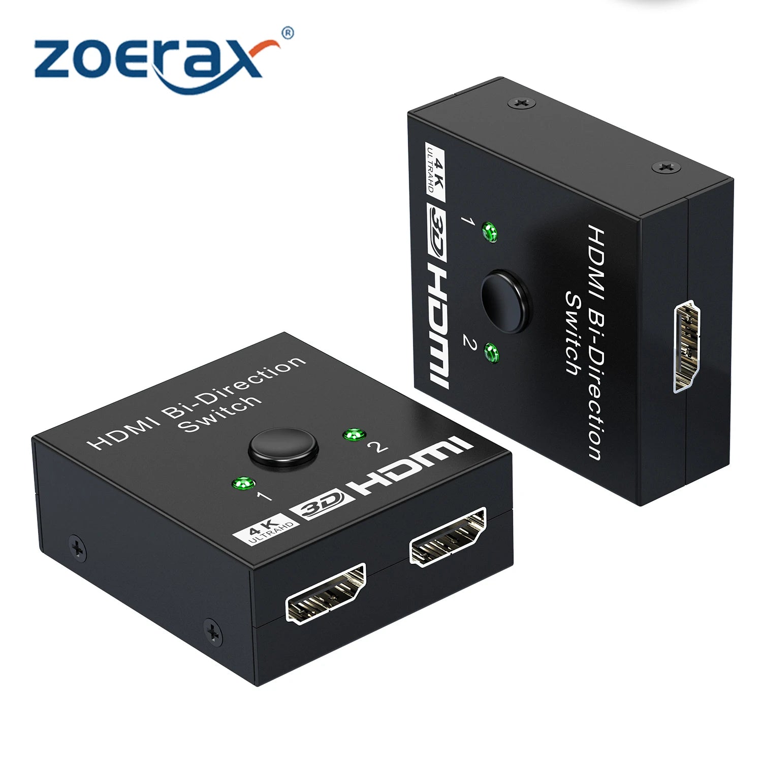 ZOERAX 2 in 1 Out  4K HDMI Switch or 1to2 HDMI Splitter 2.0 Bi-directional Splitter/Switcher Manual Select for PS4