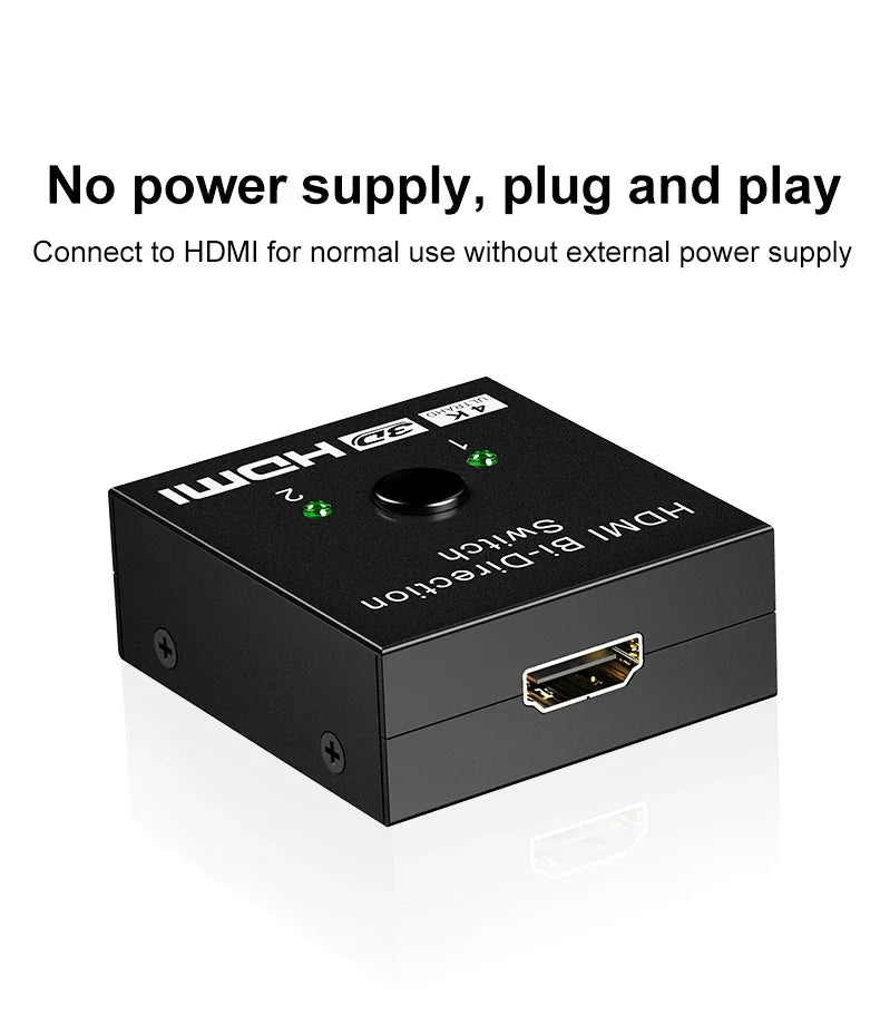 ZOERAX 2 in 1 Out  4K HDMI Switch or 1to2 HDMI Splitter 2.0 Bi-directional Splitter/Switcher Manual Select for PS4